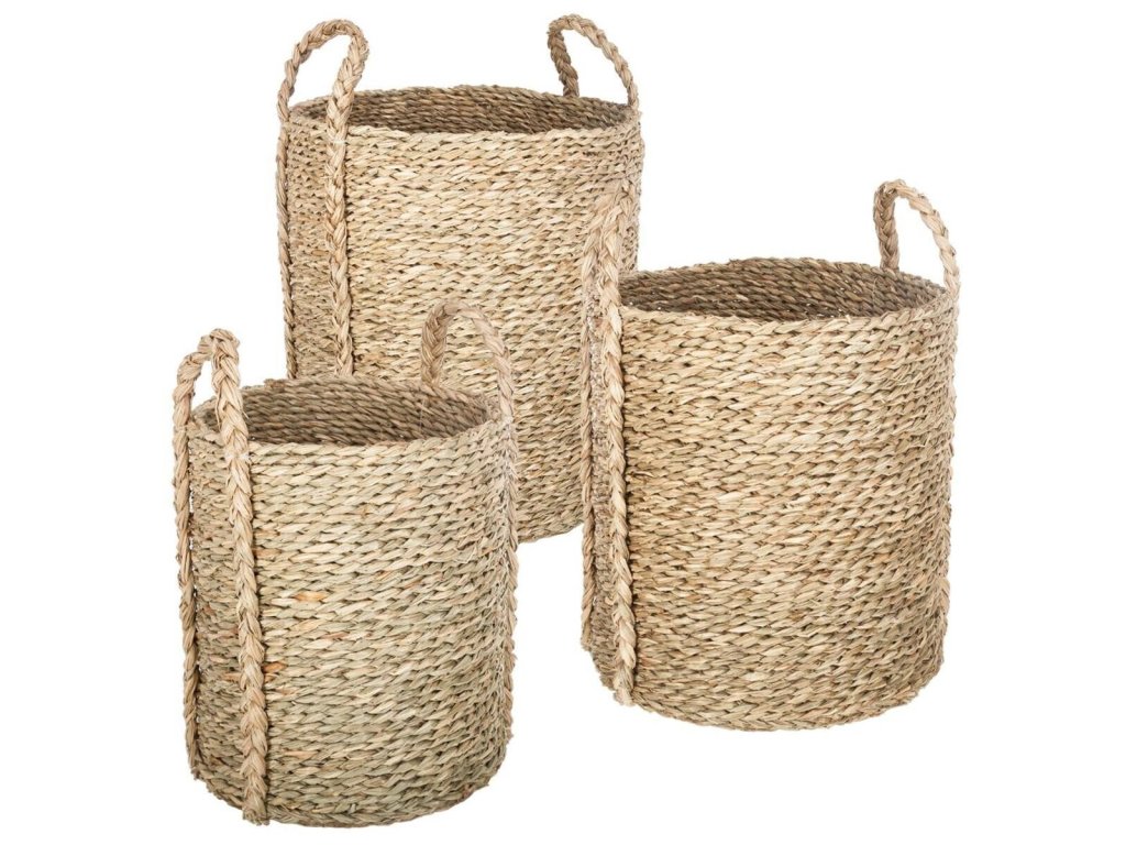 Sada tří proutěných košů Wicker na drobné zahradní nářadí